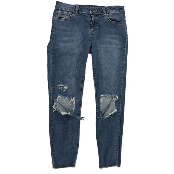 Vans Womens Skinny Cropped Denim Jeans Sz 5/27 Stretch Distressed Ripped Pant - Picture 1 of 12